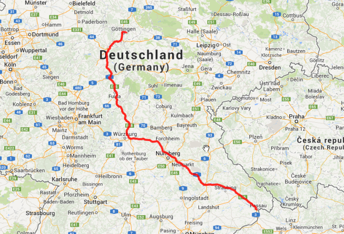 Von Mumpfelhausen bei Göttingen nach Passau 